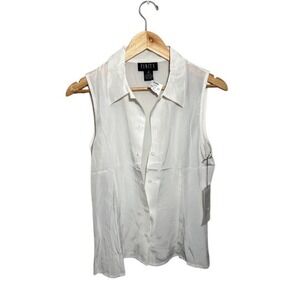 Vintage Finity Silk Sleeveless‎ Top Y2K 90s Sz 8  Classic Minimalist Button Flaw